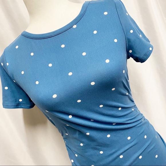 Piphany Blue & White Polka Dot Midi Laurel Dress - Picture 2 of 7